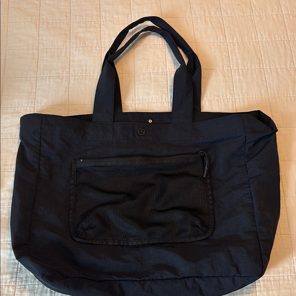 Lululemon Large Black Tote Bag with Front Pocket
